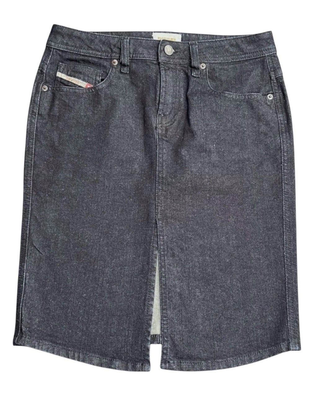 Diesel Dark Denim Front Slip Pencil Jean Skirt (30)